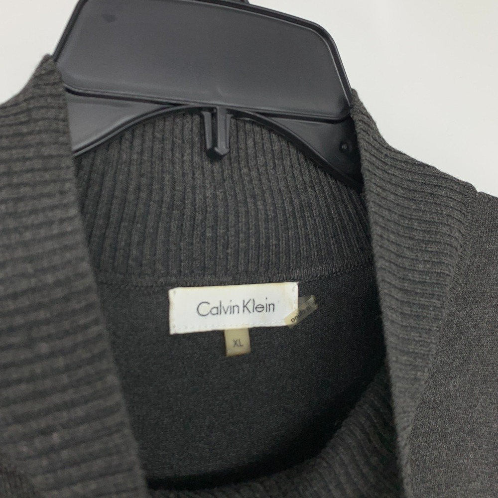 Calvin Klein Sweater Womens Size XL Gray Ribbed Mock Neck Pullover Long Sleeve - Picture 3 of 9